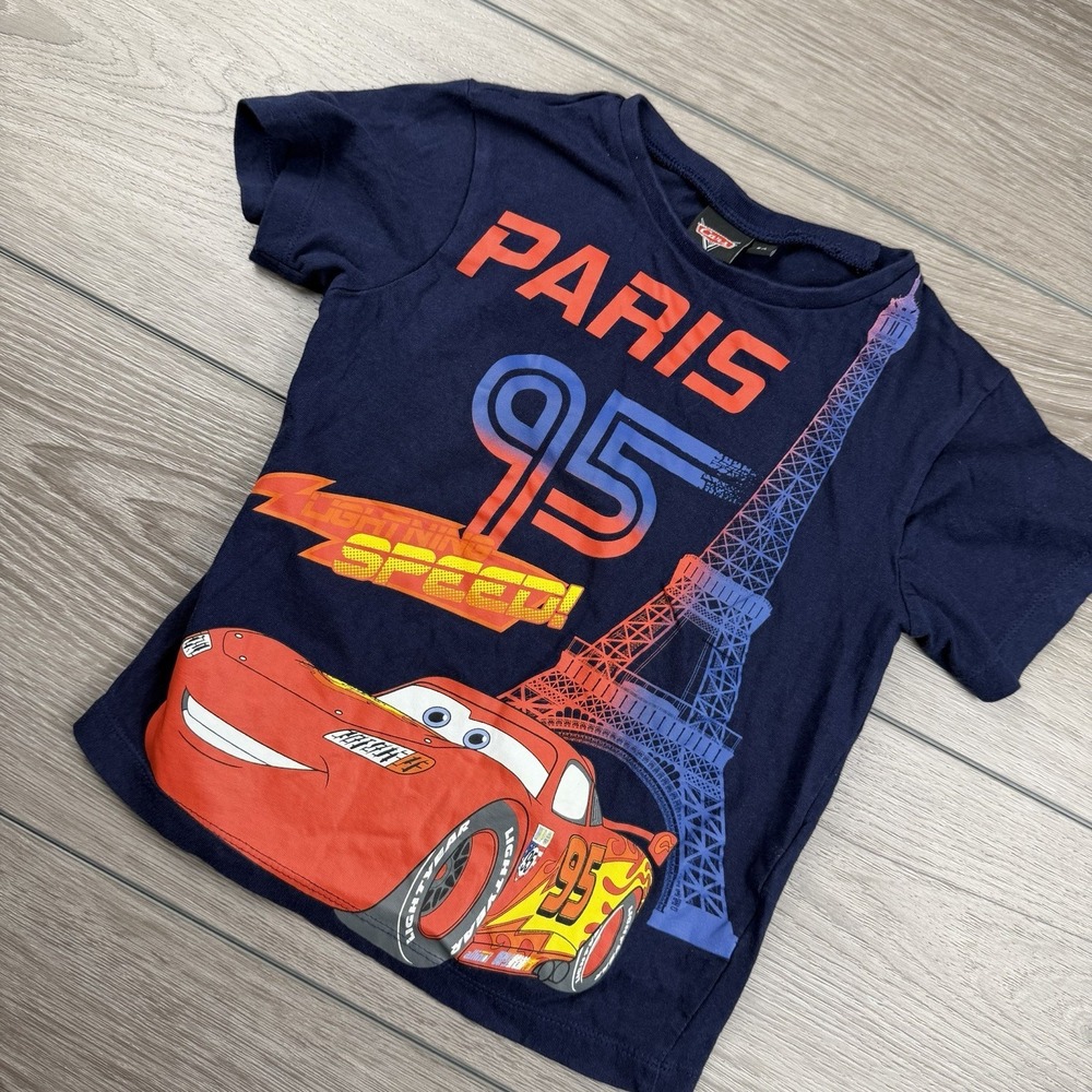 Disney Cars Youth Lighting McQueen Paris Eifel Tower Tee‎ Blue Size 6